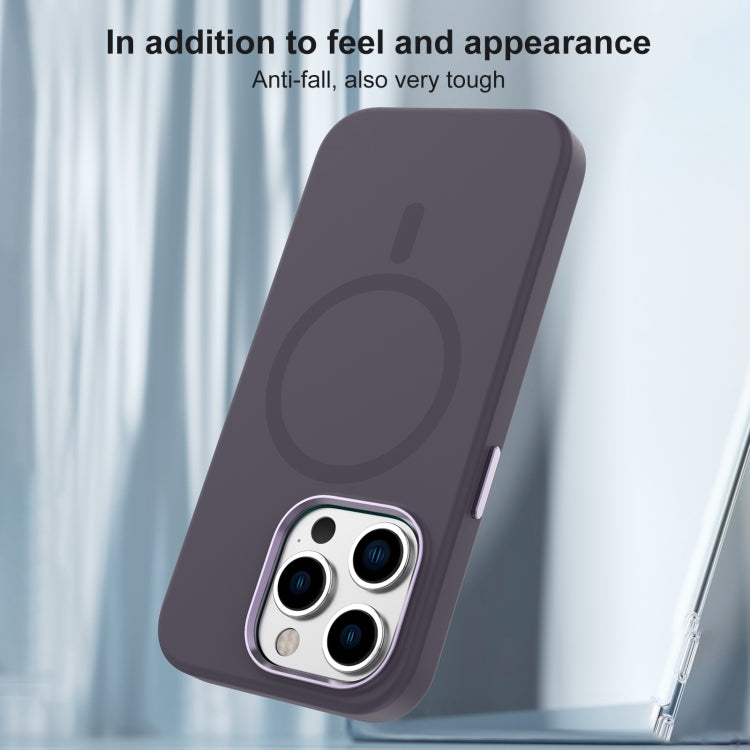 Mutural Karen Series Liquid Silicone MagSafe case for iPhone 15 Pro Max, showcasing its sleek design and durable silicone material.