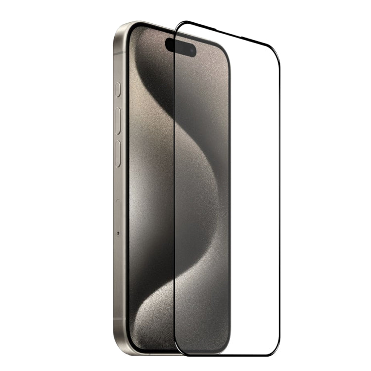 NORTHJO A++ Screen Protector for iPhone 15 Pro Max, showcasing its sleek design and high-quality glass material.