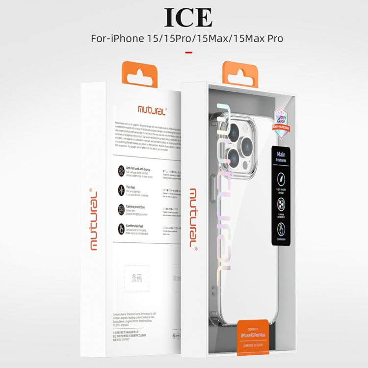 Transparent TPU phone case for iPhone 15 Pro, showcasing its sleek design and protective features.