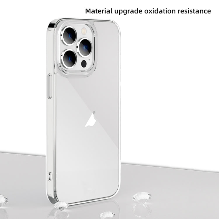 Transparent TPU phone case for iPhone 15 Pro, showcasing its sleek design and protective features.