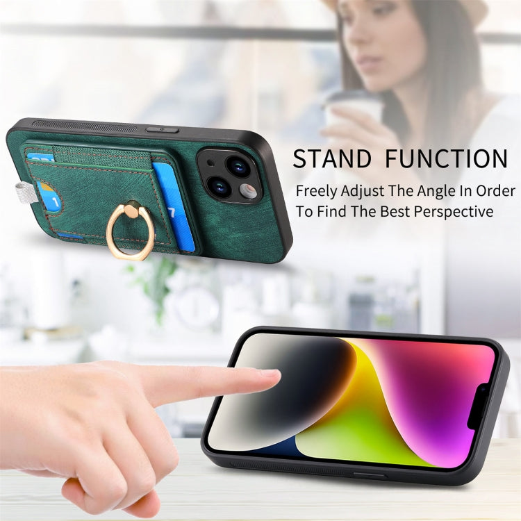 Retro splitable magnetic card bag leather phone case for iPhone 6 and 6s, showcasing its stylish design and magnetic closure feature.