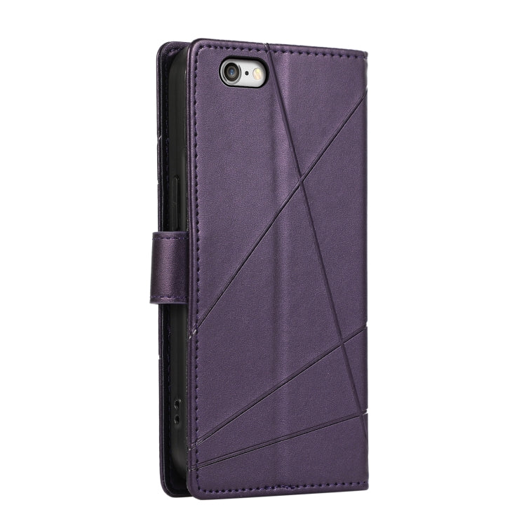 For iPhone 6s Plus / 6 Plus PU leather case with embossed texture, featuring card slots and a wrist strap.