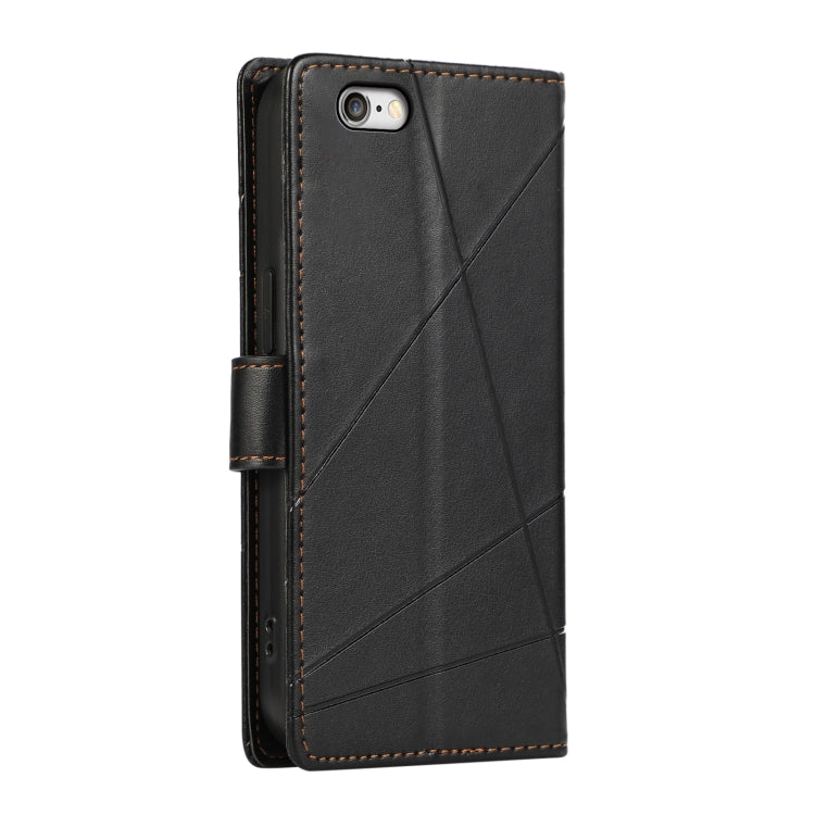 For iPhone 6s Plus / 6 Plus PU leather case with embossed texture, featuring card slots and a wrist strap.