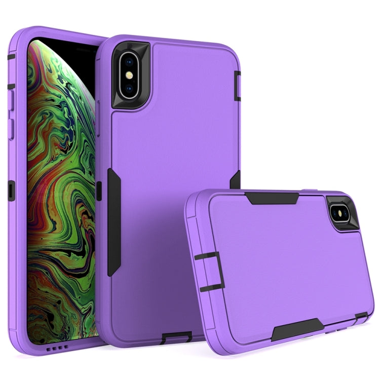 Purple and black 2 in 1 Magnetic PC + TPU Phone Case for iPhone XS Max, showcasing its stylish design and protective features.