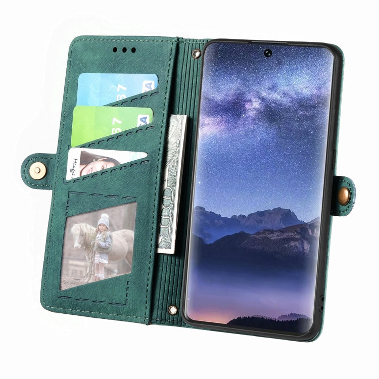 Geometric Zipper Wallet Side Buckle Leather Phone Case for Itel S23+, showcasing its stylish design and practical features.