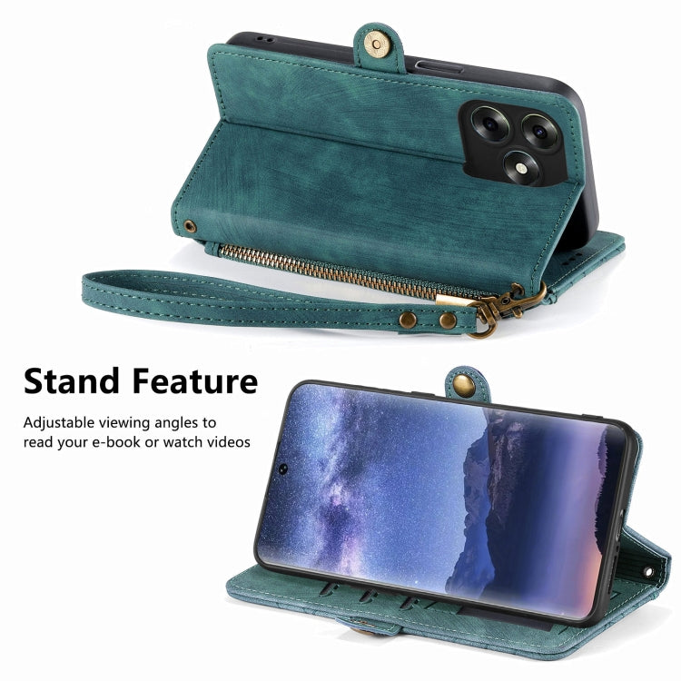 Geometric Zipper Wallet Side Buckle Leather Phone Case for Itel S23+, showcasing its stylish design and practical features.