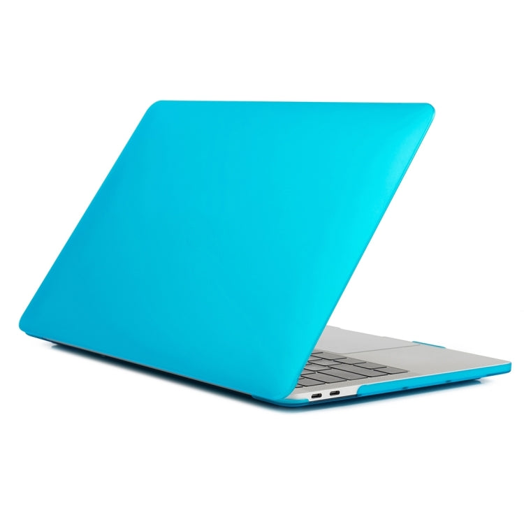 Water Blue Matte Style Protective Case for MacBook Pro 16 inch, showcasing its sleek design and heat dissipation features.