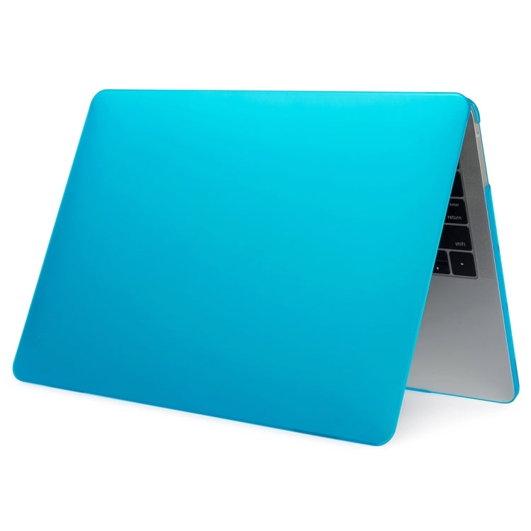 Water Blue Matte Style Protective Case for MacBook Pro 16 inch, showcasing its sleek design and heat dissipation features.