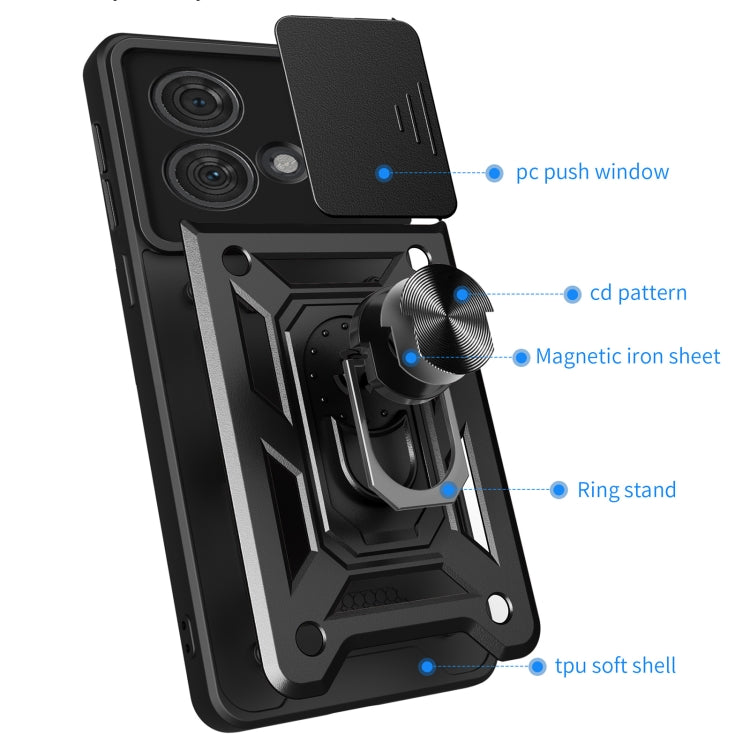 Motorola Edge 40 Neo 5G case with sliding camera cover design, showcasing its TPU hybrid material and sleek profile.