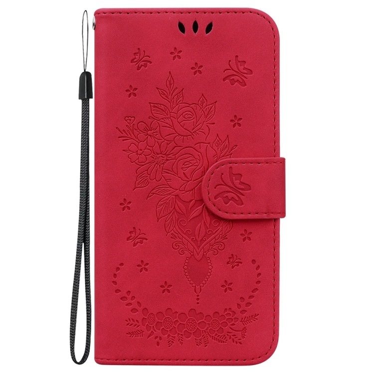 Butterfly Rose Embossed Leather Phone Case for Motorola Edge 40 Neo, showcasing elegant design and practical features.