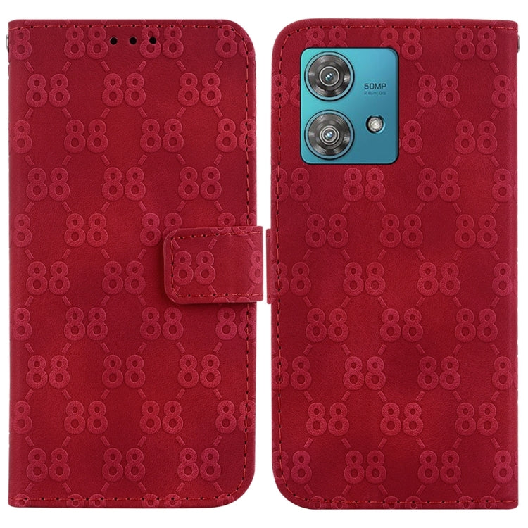 Stylish embossed leather phone case for Motorola Edge 40 Neo, featuring card slots and a kickstand.