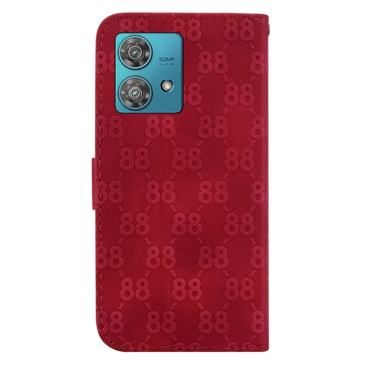 Stylish embossed leather phone case for Motorola Edge 40 Neo, featuring card slots and a kickstand.