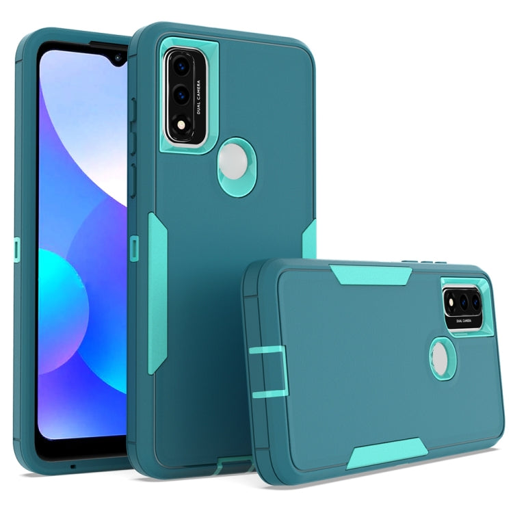 Blue 2 in 1 Magnetic PC + TPU Phone Case for Motorola G Pure 2021, showcasing its sleek design and protective features.