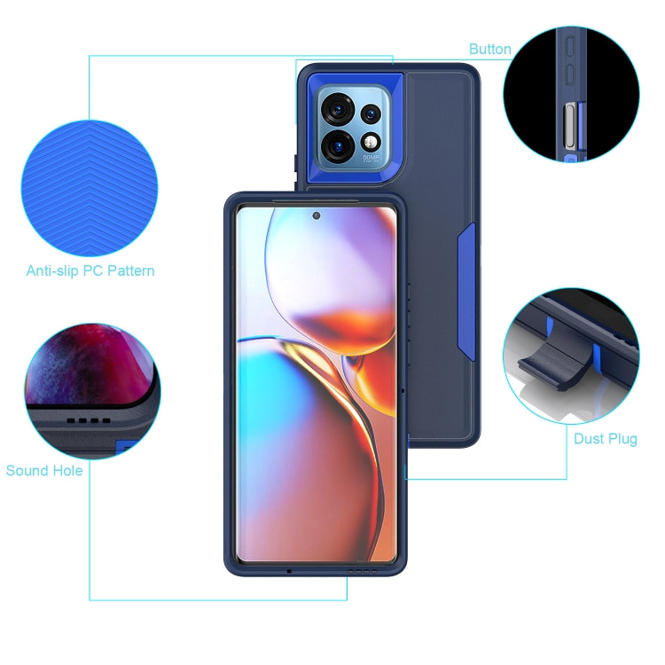 Blue 2 in 1 Magnetic PC + TPU Phone Case for Motorola G Pure 2021, showcasing its sleek design and protective features.