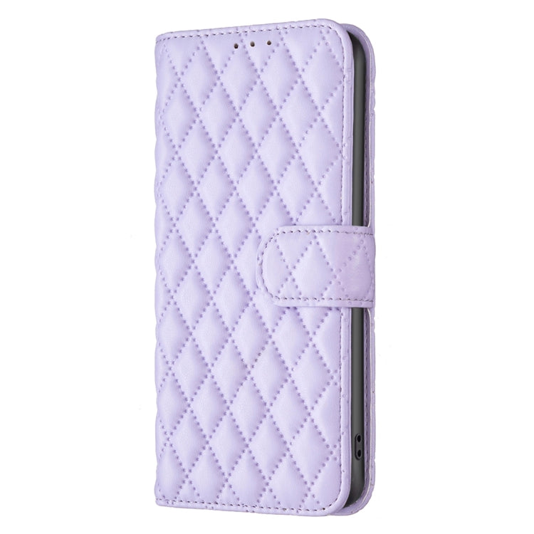 Diamond Lattice Wallet Flip Leather case for Motorola Moto G Play 2024, showcasing its stylish design and card slots.