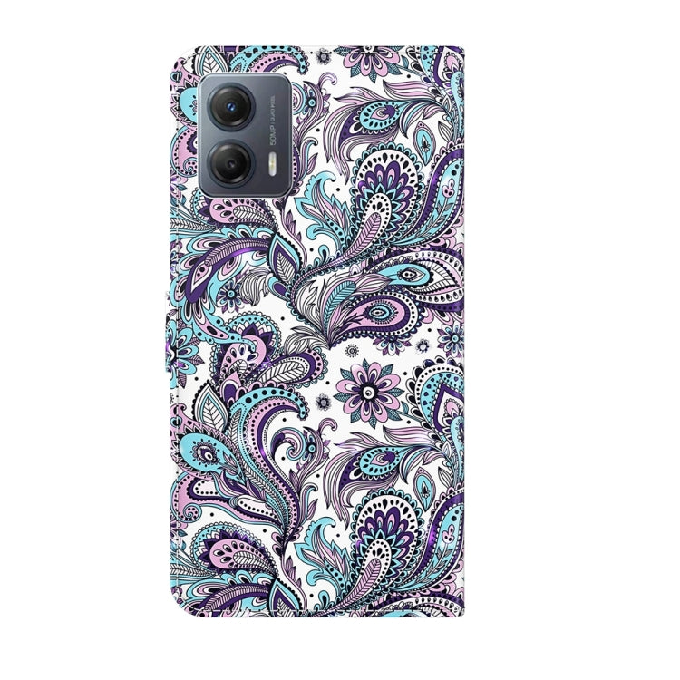 Stylish 3D painting pattern flip leather phone case for Motorola Moto G14, showcasing its design and functionality.