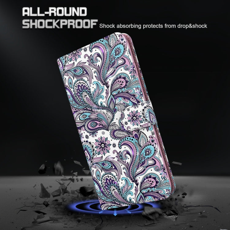 Stylish 3D painting pattern flip leather phone case for Motorola Moto G14, showcasing its design and functionality.