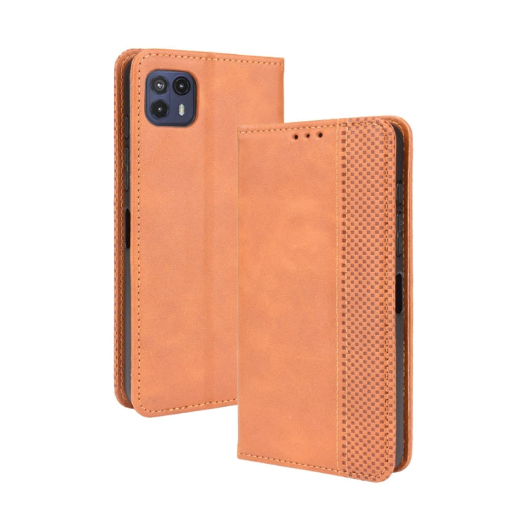 Motorola Moto G50 5G case featuring a magnetic buckle and retro crazy horse texture, showcasing its stylish design and functionality.