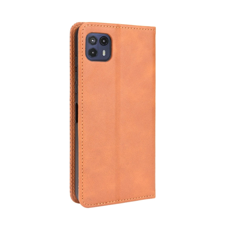 Motorola Moto G50 5G case featuring a magnetic buckle and retro crazy horse texture, showcasing its stylish design and functionality.