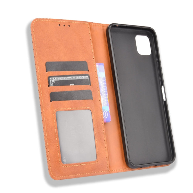 Motorola Moto G50 5G case featuring a magnetic buckle and retro crazy horse texture, showcasing its stylish design and functionality.