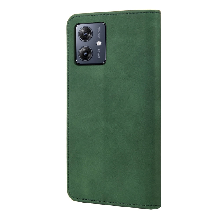 Green splicing leather phone case for Motorola Moto G54, showcasing its stylish design and practical features.