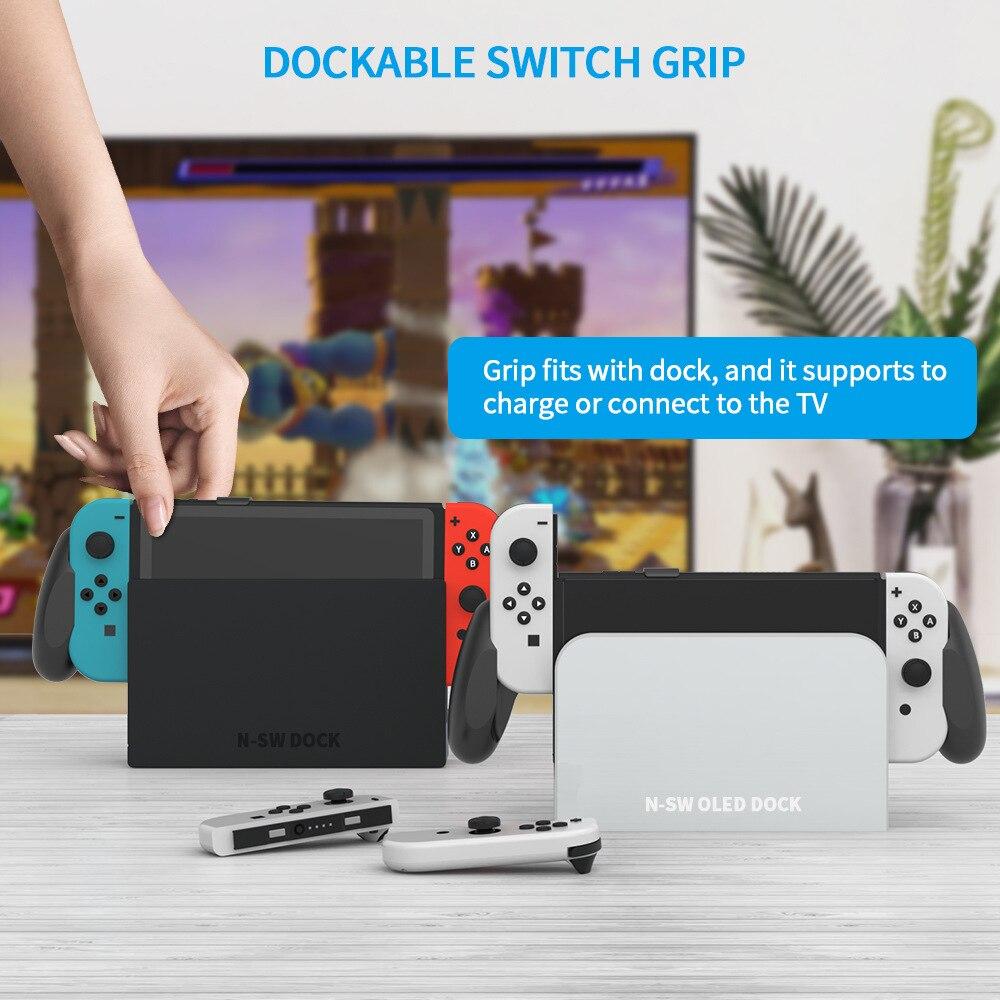 Ergonomic handle grip for Nintendo Switch OLED, providing comfort and protection during gaming.