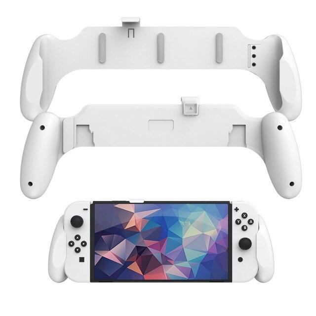 Ergonomic handle grip for Nintendo Switch OLED, providing comfort and protection during gaming.