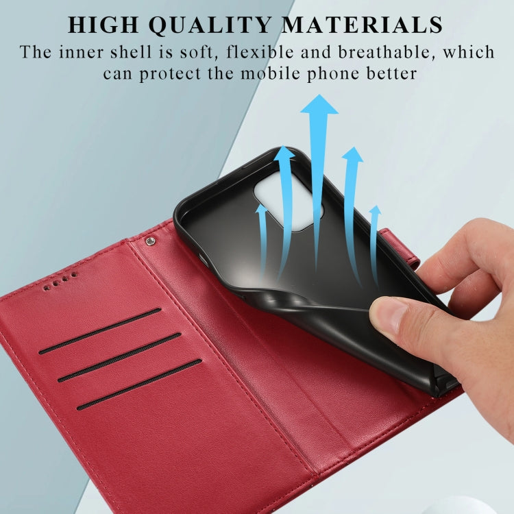 Red PU Genuine Leather Texture Embossed Line Phone Case for Nokia G60, showcasing its stylish design and functional features.