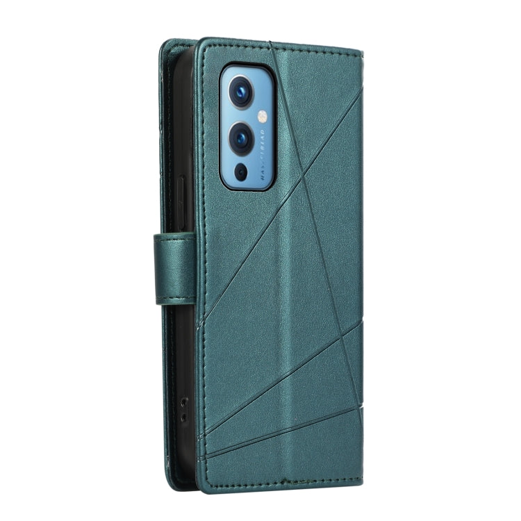 For OnePlus 9 PU genuine leather phone case with embossed line texture, showcasing its stylish and durable design.