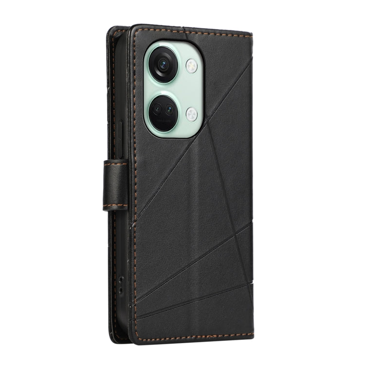 For OnePlus Ace 2V PU leather phone case with embossed texture, featuring card slots and a wrist strap.