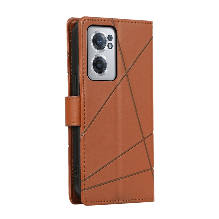 For OnePlus Nord 2 5G PU leather phone case with embossed texture, featuring card slots and a wrist strap.