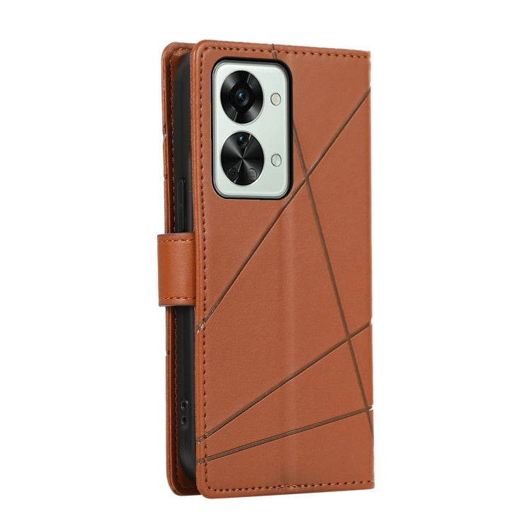 For OnePlus Nord 2T PU leather phone case with embossed texture, featuring card slots and a wrist strap.