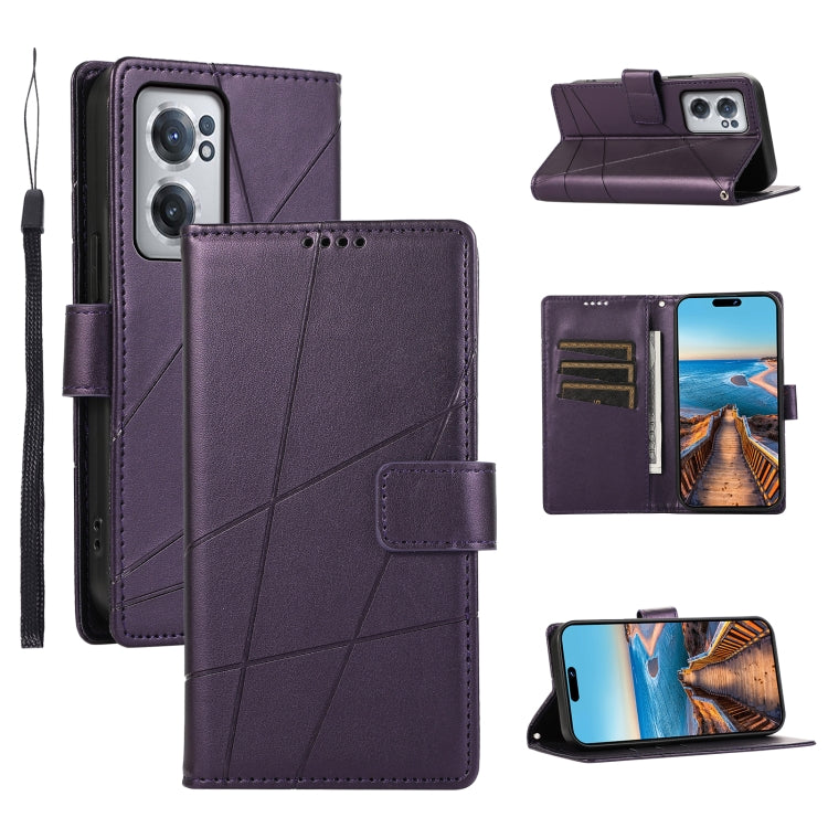 For OnePlus Nord CE 2 5G PU leather case with embossed texture, featuring card slots and kickstand functionality.