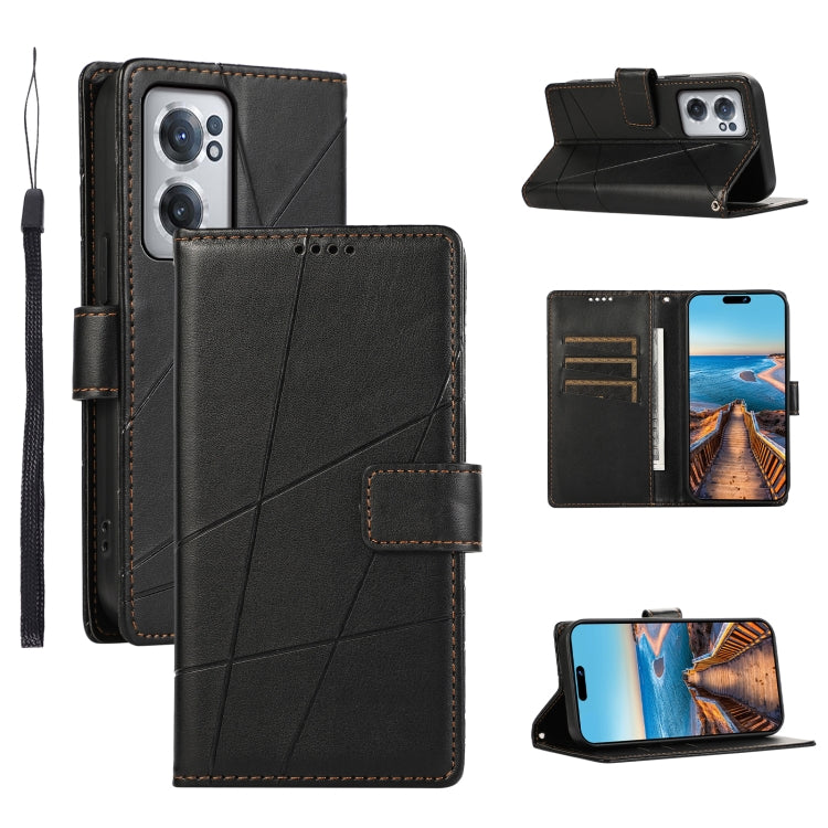 For OnePlus Nord CE 2 5G PU leather case with embossed texture, featuring card slots and kickstand functionality.