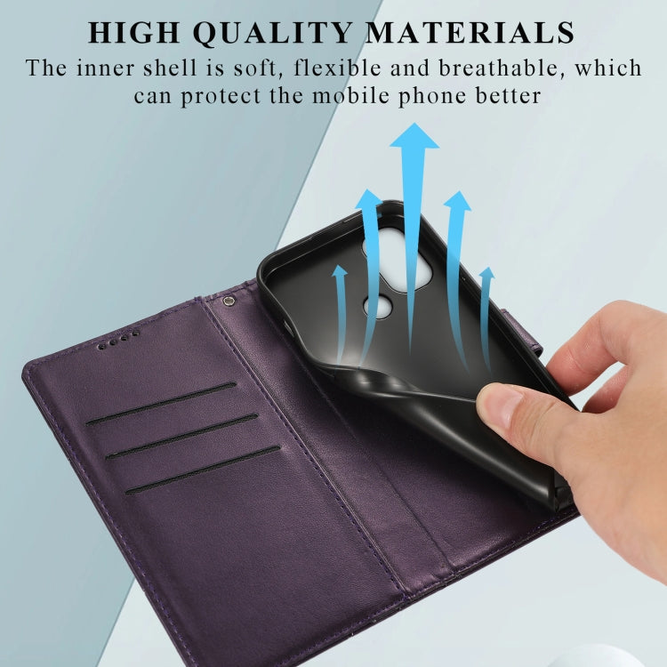 For OnePlus Nord N100 PU leather phone case with embossed texture, featuring card slots and kickstand functionality.