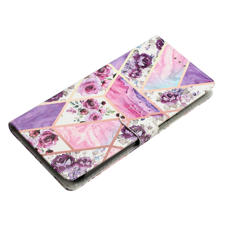 Purple Marble Leather Phone Case for OPPO A38, showcasing its stylish design and functional features.