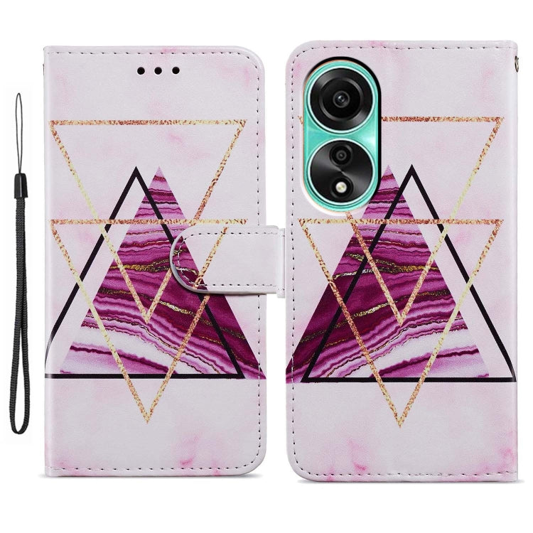 For OPPO A38 4G Painted Pattern Horizontal Flip Leather Phone Case with card slots and wrist strap.