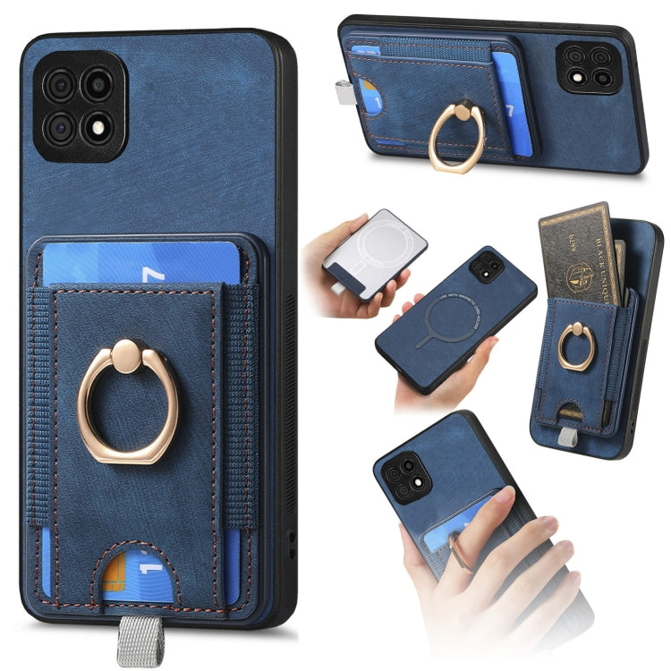 For OPPO A72 5G Retro Splitable Magnetic Card Bag Leather Phone case showcasing its stylish design and magnetic card wallet feature.