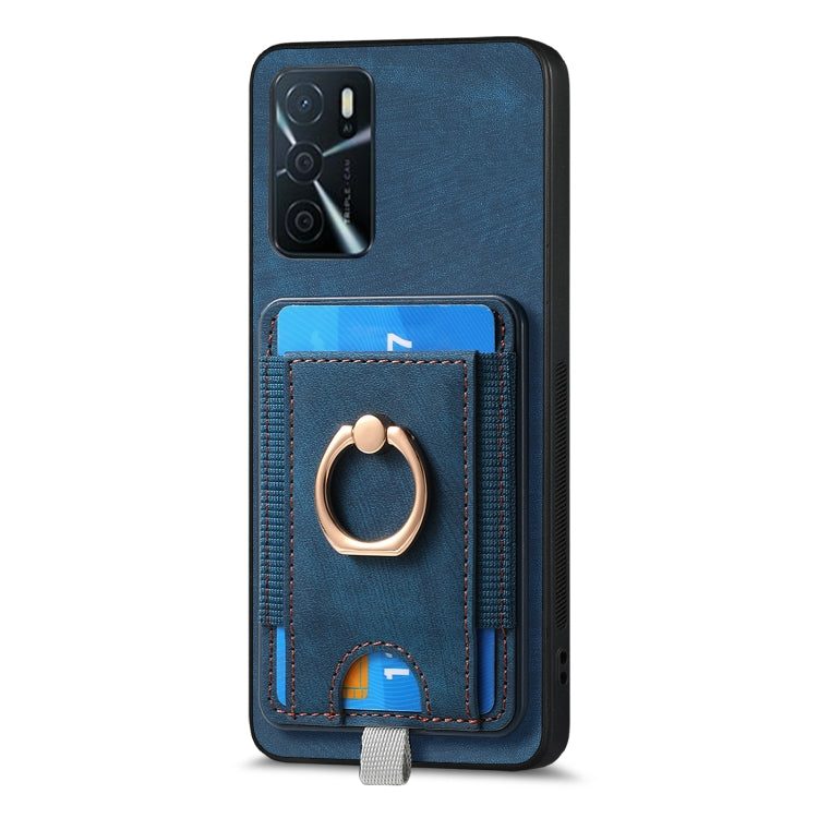 For OPPO A72 5G Retro Splitable Magnetic Card Bag Leather Phone case showcasing its stylish design and magnetic card wallet feature.