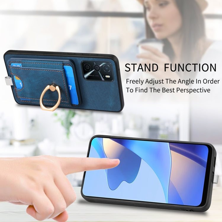 For OPPO A72 5G Retro Splitable Magnetic Card Bag Leather Phone case showcasing its stylish design and magnetic card wallet feature.