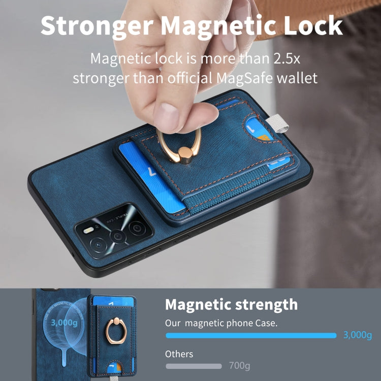 For OPPO A72 5G Retro Splitable Magnetic Card Bag Leather Phone case showcasing its stylish design and magnetic card wallet feature.