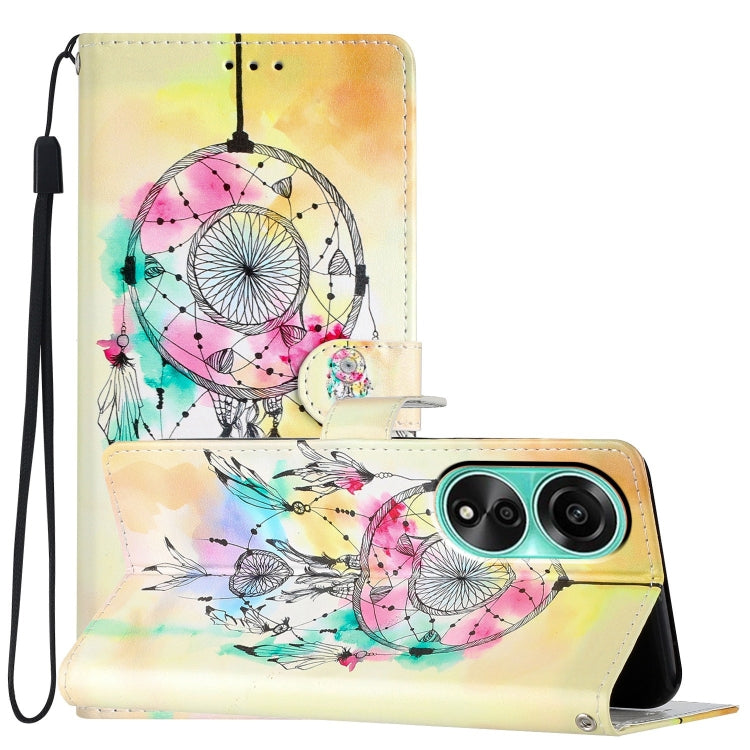 For OPPO A78 4G Colored Drawing Leather Phone Case featuring a Dream Catcher design, showcasing its stylish and protective features.