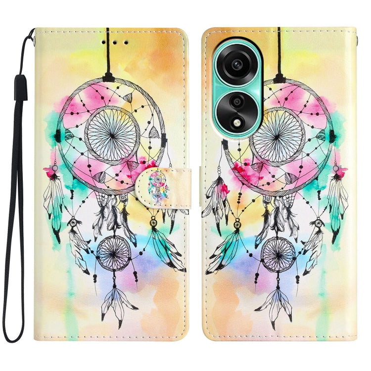 For OPPO A78 4G Colored Drawing Leather Phone Case featuring a Dream Catcher design, showcasing its stylish and protective features.