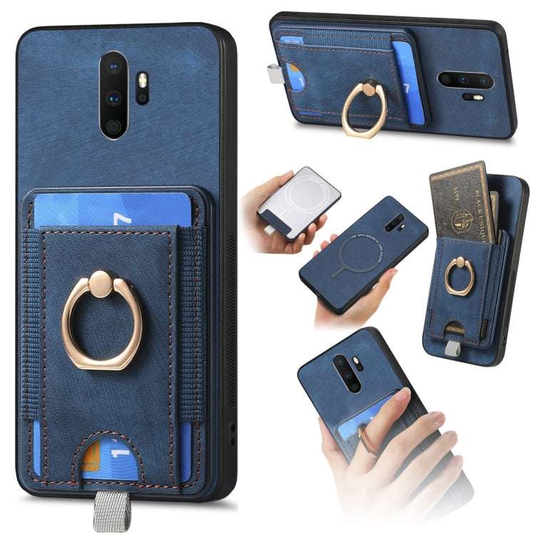 Retro Splitable Magnetic Card Bag Leather case for OPPO A9 2020 and A5 2020, showcasing its sleek design and magnetic closure.