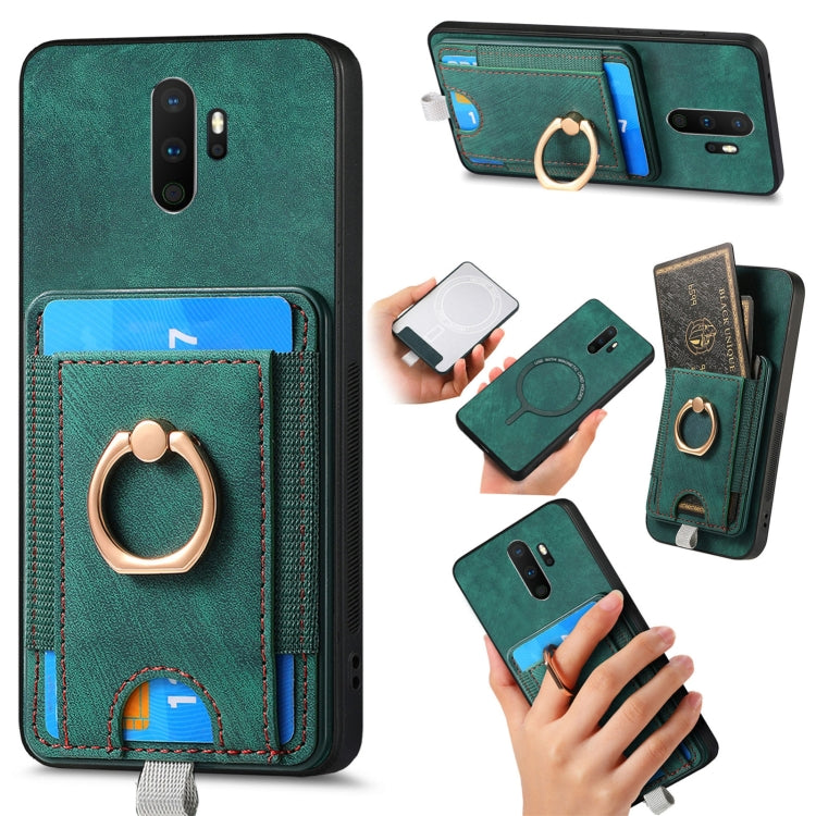 Retro Splitable Magnetic Card Bag Leather case for OPPO A9 2020 and A5 2020, showcasing its stylish design and magnetic closure feature.