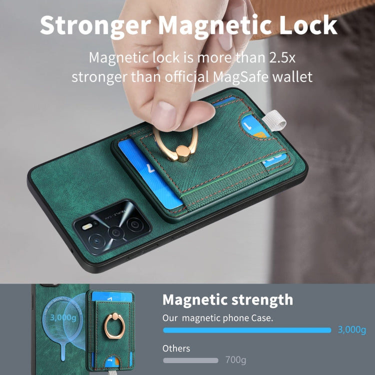 Retro Splitable Magnetic Card Bag Leather case for OPPO A9 2020 and A5 2020, showcasing its stylish design and magnetic closure feature.