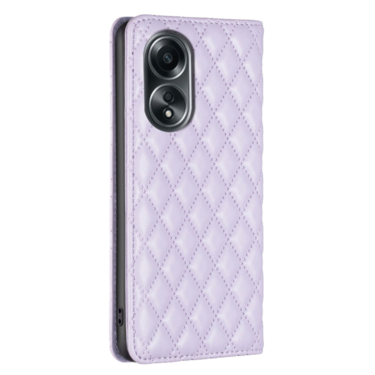 For OPPO A98 5G Diamond Lattice Magnetic Leather Flip Phone case in black with a stylish diamond pattern.