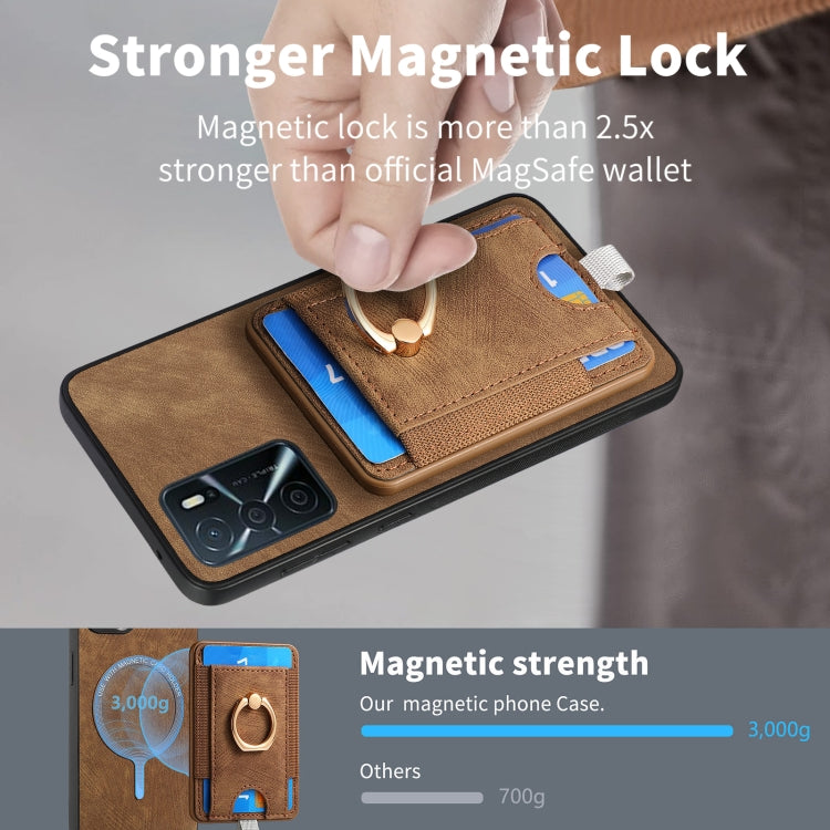 Retro Splitable Magnetic Card Bag Leather Phone Case for OPPO F19 Pro+, showcasing its sleek design and magnetic closure.