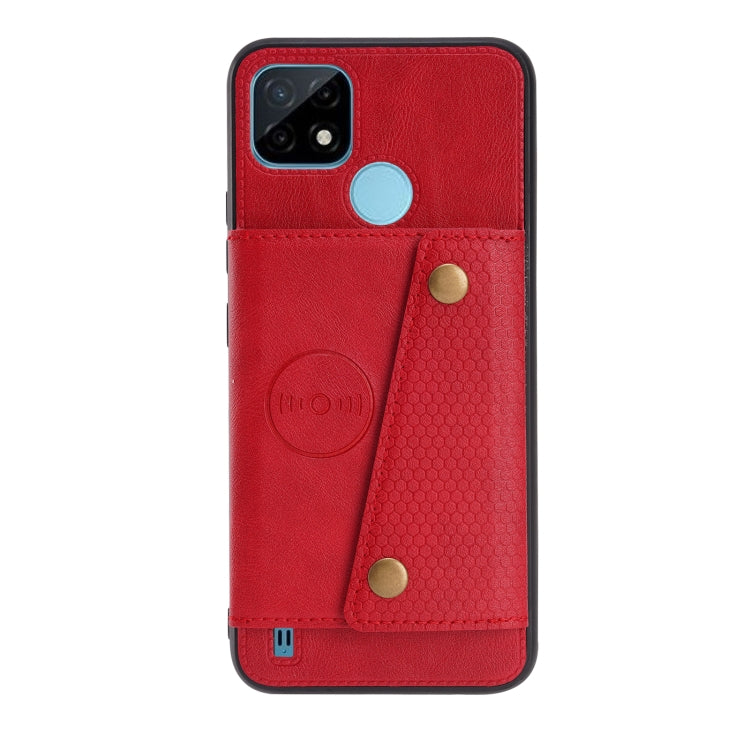 For OPPO Realme C21 Double Buckle PU + TPU Shockproof Magnetic Case showcasing its sleek design and dual buckle feature.