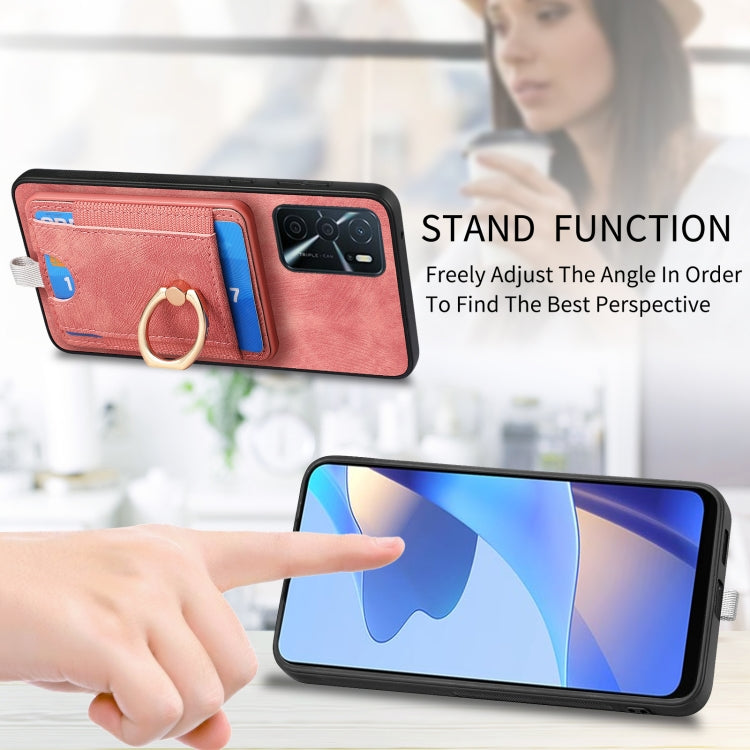 For OPPO Reno6 Z Retro Splitable Magnetic Card Bag Leather Phone Case showcasing its stylish design and magnetic card wallet feature.